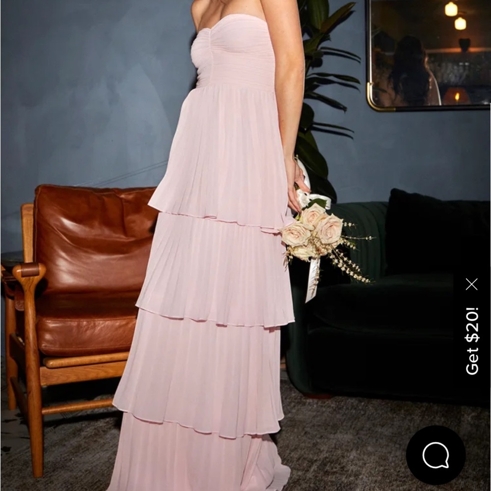 Lulus Seriously Sensational Light Pink Strapless Tiered Maxi Dress - Size M